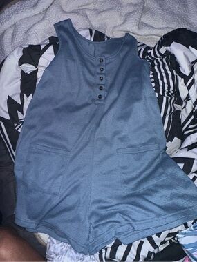 Casual Sleeveless Romper in Slate Blue